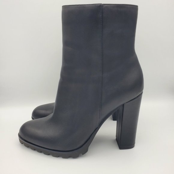 Aldo Tealith Black Leather Heel Ankle Boots size 8.5 - Picture 5 of 12